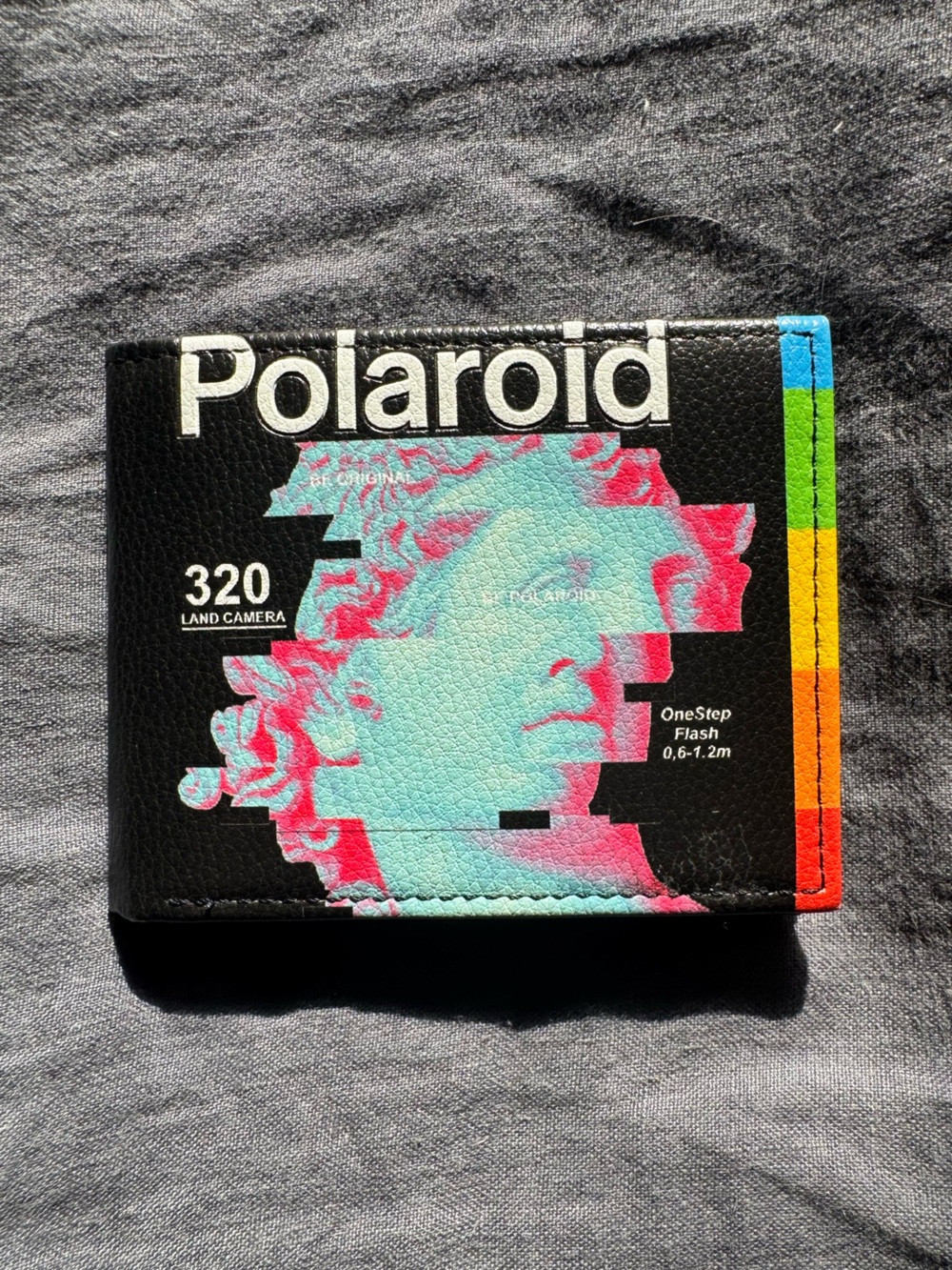 Polaroid Black Wallet with Rainbow Trim